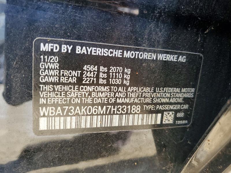 54535916 :رقم المزاد ، WBA73AK06M7H33188 vin ، 2021 Bmw 228xi مزاد بيع