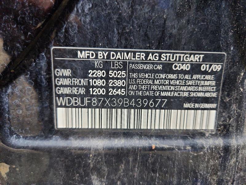 Aukcja sprzedaży 2009 Mercedes-benz E, vin: WDBUF87X39B439677, numer aukcji: 52693666