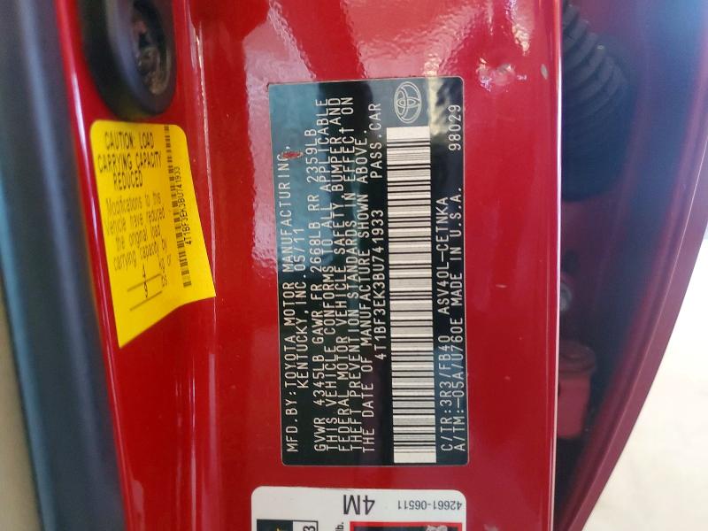 54157746 :رقم المزاد ، 4T1BF3EK3BU741933 vin ، 2011 Toyota Camry مزاد بيع