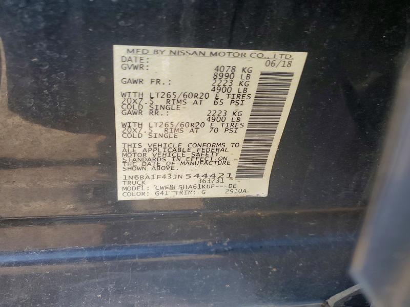 2018 Nissan Titan Xd მანქანა იყიდება აუქციონზე, vin: 1N6BA1F43JN544421, აუქციონის ნომერი: 53160196