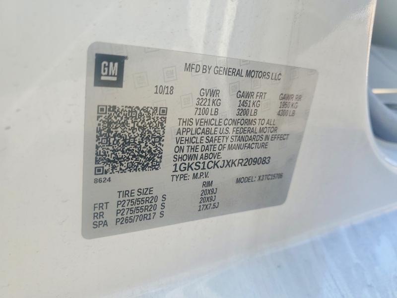 Продаж на аукціоні авто 2019 Gmc Yukon, vin: 1GKS1CKJXKR209083, номер лоту: 53840946