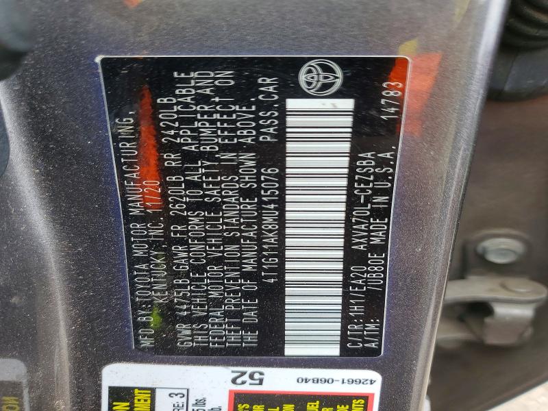 Aukcja sprzedaży 2021 Toyota Camry, vin: 4T1G11AK8MU415076, numer aukcji: 52504106