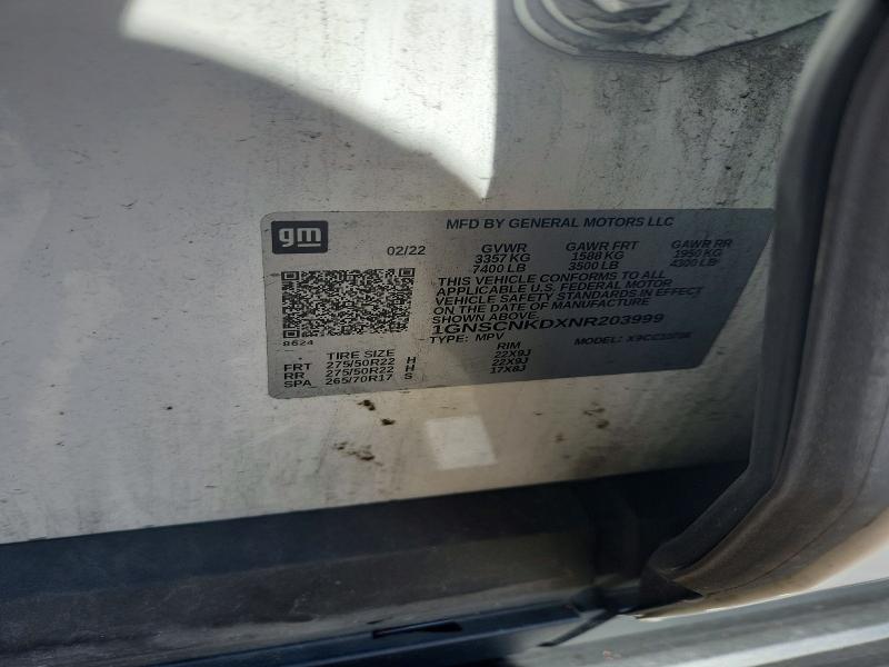 Aukcja sprzedaży 2022 Chevrolet Tahoe, vin: 1GNSCNKDXNR203999, numer aukcji: 55128246