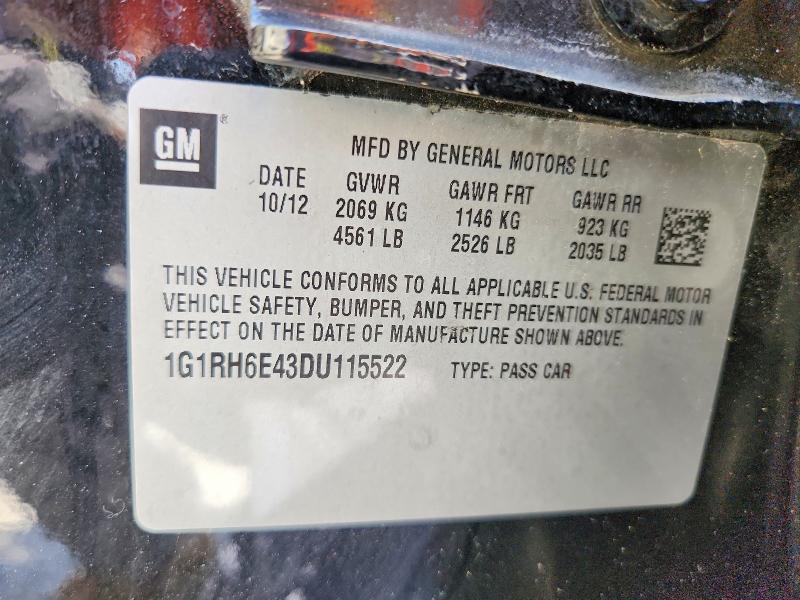 Auction sale of the 2013 Chevrolet Volt, vin: 1G1RH6E43DU115522, lot number: 52893966
