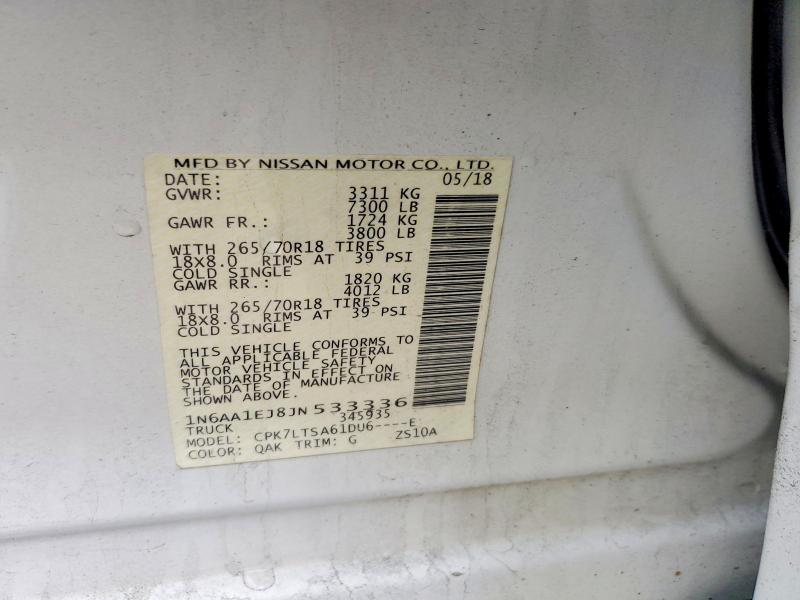 Auction sale of the 2018 Nissan Titan, vin: 1N6AA1EJ8JN533336, lot number: 52181156