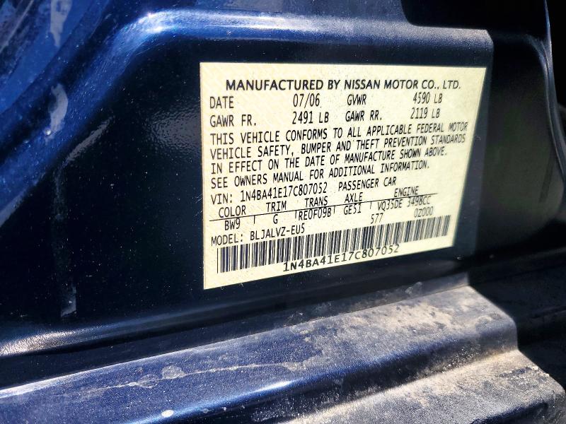 Продаж на аукціоні авто 2007 Nissan Maxima, vin: 1N4BA41E17C807052, номер лоту: 55067266