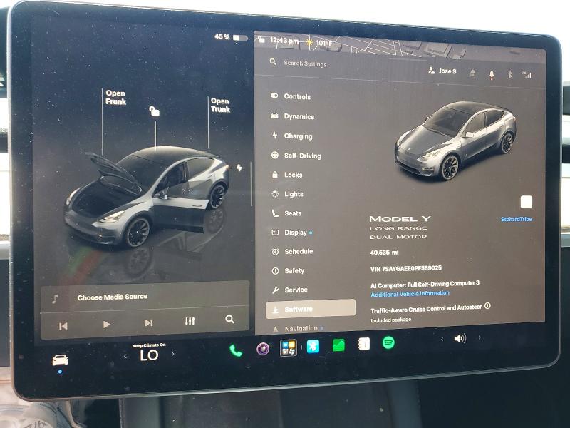 2023 Tesla Model Y მანქანა იყიდება აუქციონზე, vin: 7SAYGAEE0PF589025, აუქციონის ნომერი: 53167676