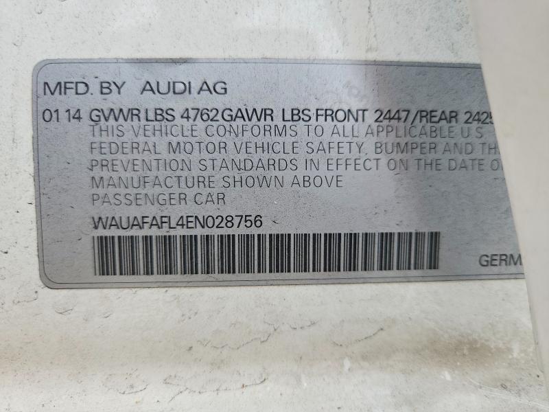 Продаж на аукціоні авто 2014 Audi A4, vin: WAUAFAFL4EN028756, номер лоту: 54240376