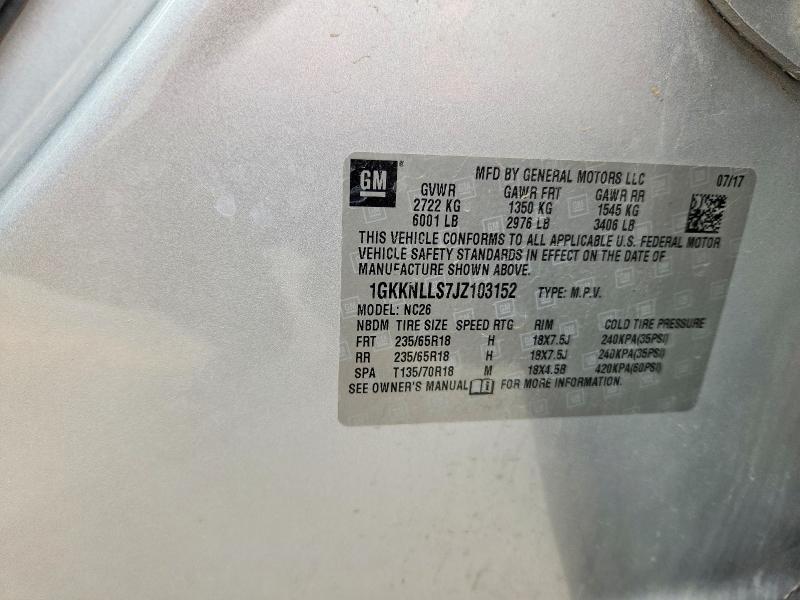 Aukcja sprzedaży 2018 Gmc Acadia, vin: 1GKKNLLS7JZ103152, numer aukcji: 54148356