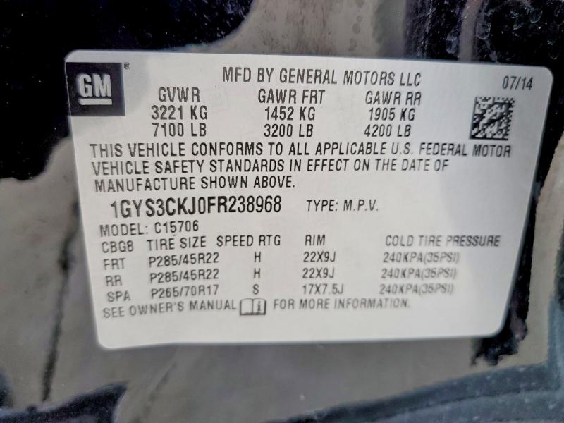 Продажа на аукционе авто 2015 Cadillac Escalade, vin: 1GYS3CKJ0FR238968, номер лота: 52081886