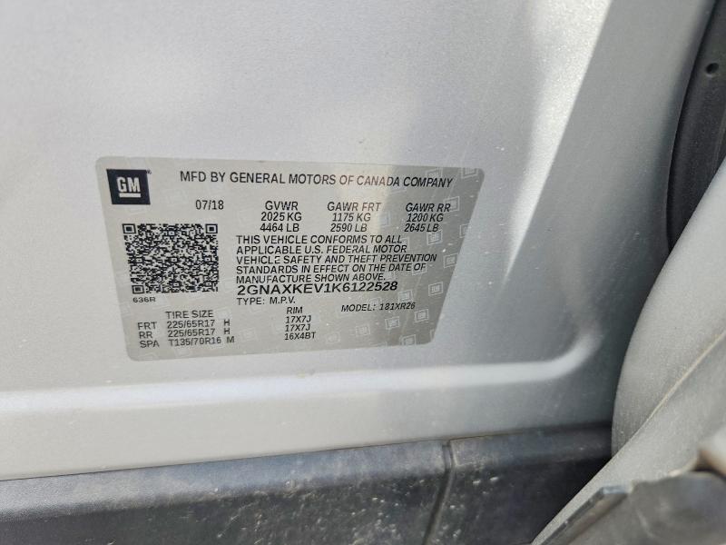 Продаж на аукціоні авто 2019 Chevrolet Equinox, vin: 2GNAXKEV1K6122528, номер лоту: 53437086