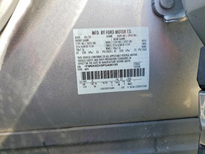 2023 Ford Explorer მანქანა იყიდება აუქციონზე, vin: 1FMSK8DH9PGA86195, აუქციონის ნომერი: 54913656