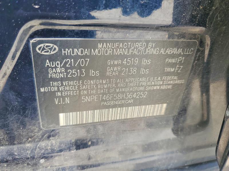 Aukcja sprzedaży 2008 Hyundai Sonata, vin: 5NPET46F58H364252, numer aukcji: 55235896