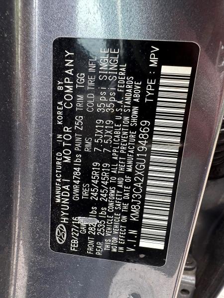 Продажа на аукционе авто 2016 Hyundai Tucson, vin: KM8J3CA2XGU194869, номер лота: 55173466