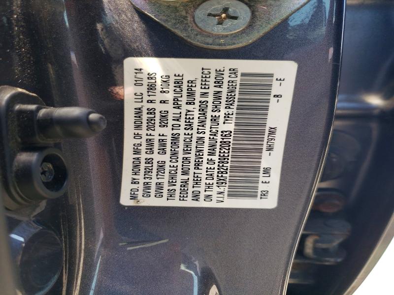 Продажа на аукционе авто 2014 Hond Civic, vin: 19XFB2F89EE208163, номер лота: 54539076
