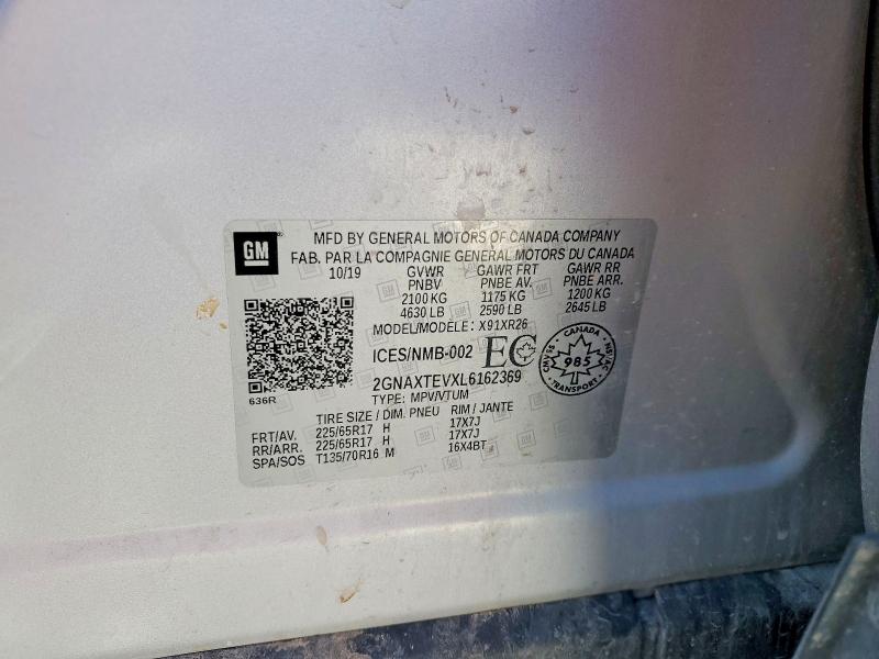 Aukcja sprzedaży 2020 Chevrolet Equinox, vin: 2GNAXTEVXL6162369, numer aukcji: 52058586