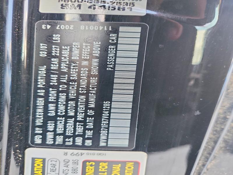 53196106 :رقم المزاد ، WVWDB71F87V041285 vin ، 2007 Volkswagen Eos مزاد بيع