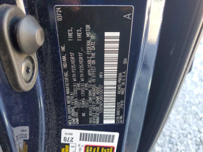 52829776 :رقم المزاد ، 5TDYSKFCXRS126757 vin ، 2024 Toyota Sienna مزاد بيع