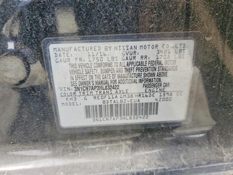 Aukcja sprzedaży 2017 Nissan Versa, vin: 3N1CN7AP3HL832422, numer aukcji: 52247776
