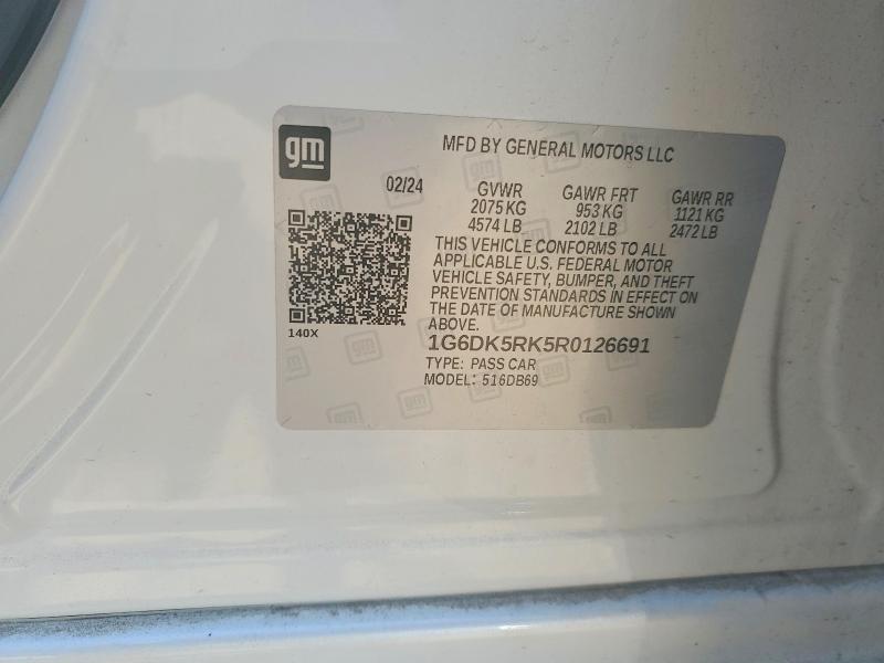 2024 Cadillac Ct4 მანქანა იყიდება აუქციონზე, vin: 1G6DK5RK5R0126691, აუქციონის ნომერი: 52782016