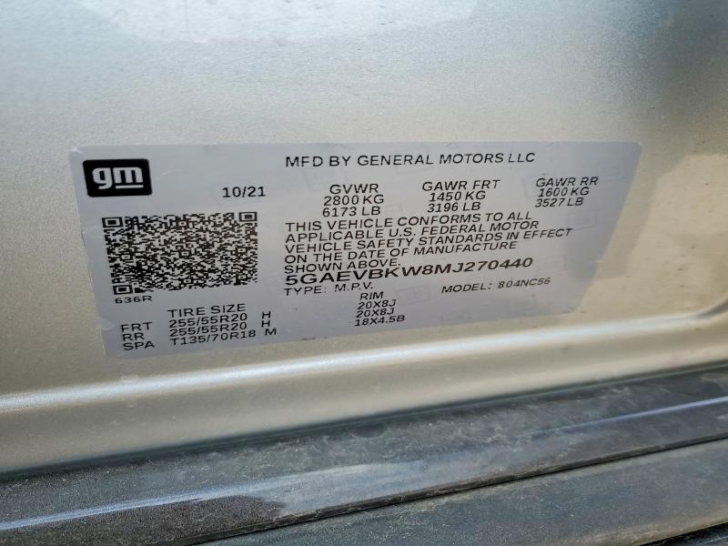 55456346 :رقم المزاد ، 5GAEVBKW8MJ270440 vin ، 2021 Buick Enclave مزاد بيع