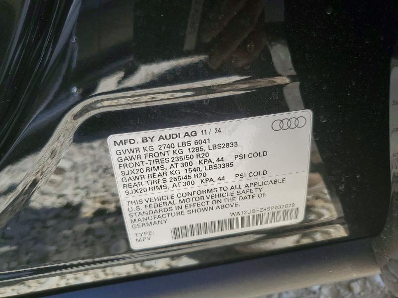Продажа на аукционе авто 2025 Audi Q4 E-tron, vin: WA12UBFZ8SP032679, номер лота: 52356006