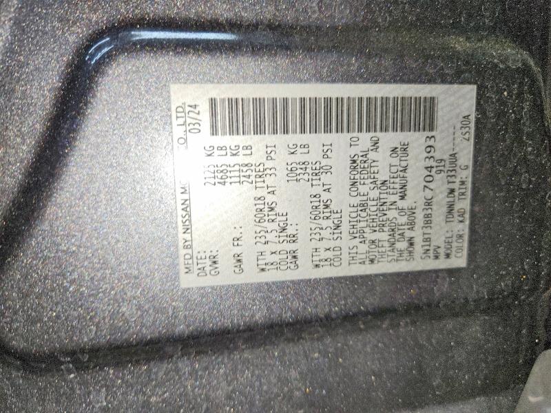 2024 Nissan Rogue მანქანა იყიდება აუქციონზე, vin: 5N1BT3BB3RC704393, აუქციონის ნომერი: 55132036