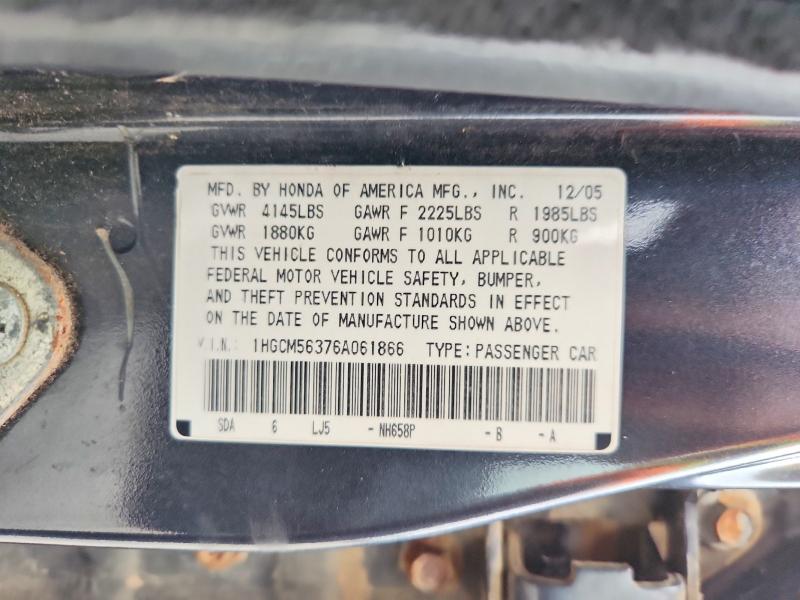 54778386 :رقم المزاد ، 1HGCM56376A061866 vin ، 2006 Honda Accord مزاد بيع