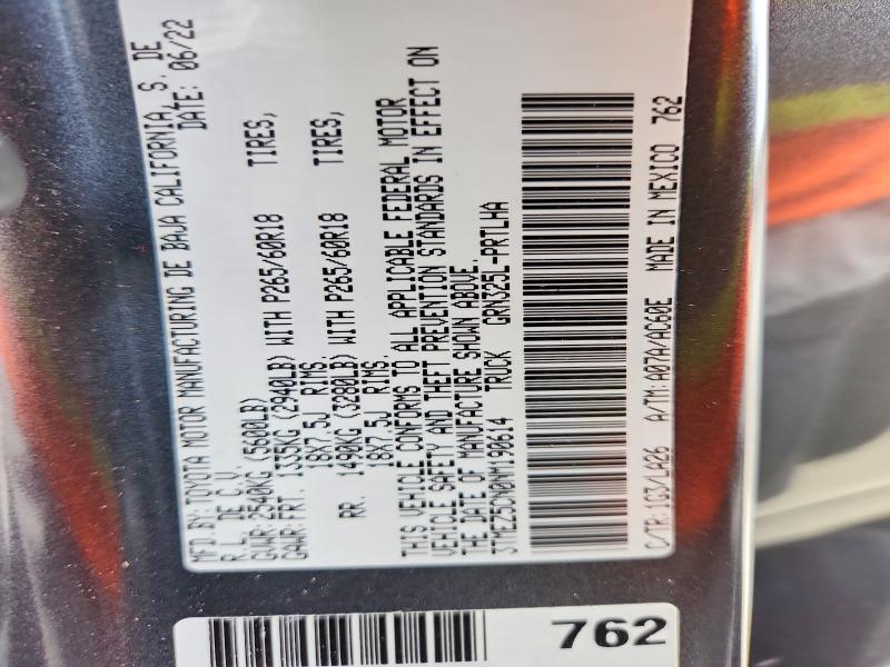 2022 Toyota Tacoma მანქანა იყიდება აუქციონზე, vin: 3TMEZ5CN0NM190614, აუქციონის ნომერი: 52497566