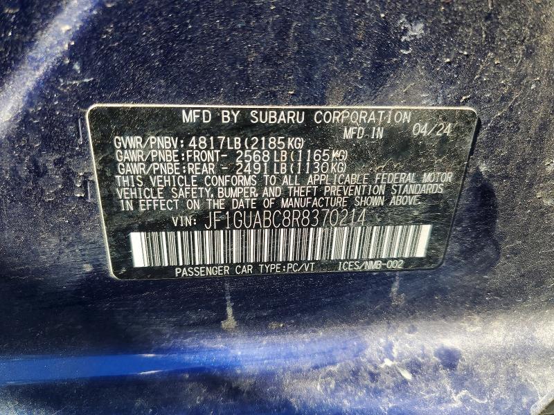 Продажа на аукционе авто 2024 Subaru Impreza, vin: JF1GUABC8R8370214, номер лота: 52314856