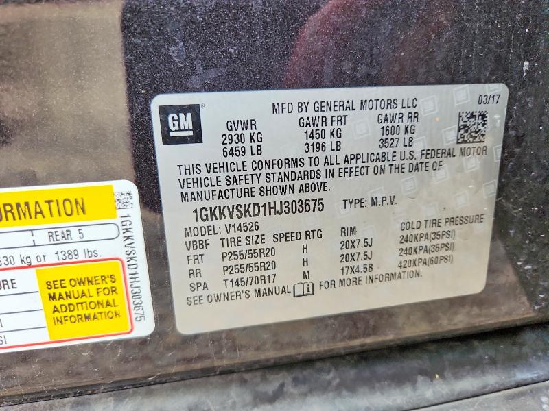 Aukcja sprzedaży 2017 Gmc Acadia Limited, vin: 1GKKVSKD1HJ303675, numer aukcji: 54616276