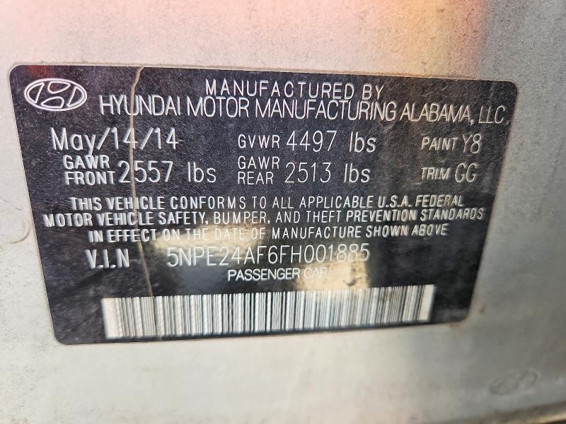 Aukcja sprzedaży 2015 Hyundai Sonata, vin: 5NPE24AF6FH001885, numer aukcji: 52127306