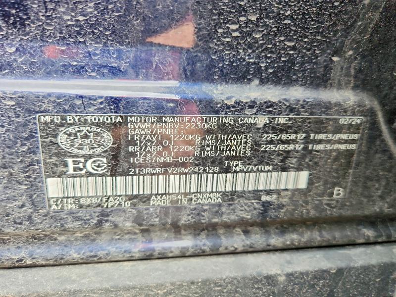 2024 Toyota Rav4 Hybrid მანქანა იყიდება აუქციონზე, vin: 2T3RWRFV2RW212128, აუქციონის ნომერი: 52205496