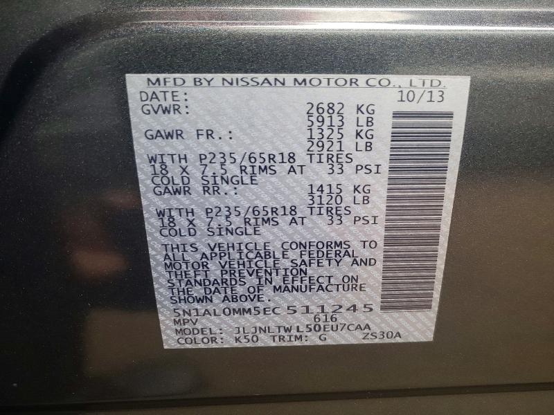 Aukcja sprzedaży 2014 Infiniti Qx60, vin: 5N1AL0MM5EC511245, numer aukcji: 55343576