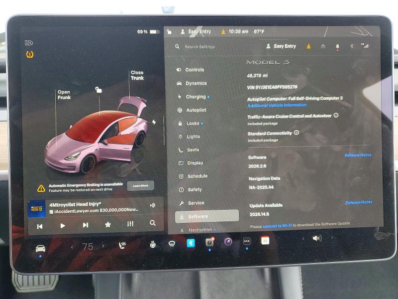 53843346 :رقم المزاد ، 5YJ3E1EA6PF585278 vin ، 2023 Tesla Model 3 مزاد بيع