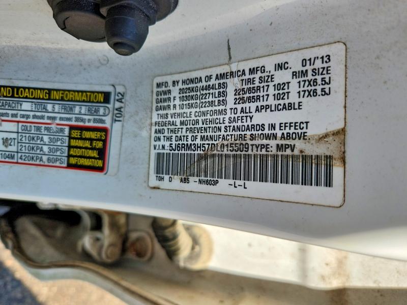 2013 Honda Cr-v მანქანა იყიდება აუქციონზე, vin: 5J6RM3H57DL015509, აუქციონის ნომერი: 54510536