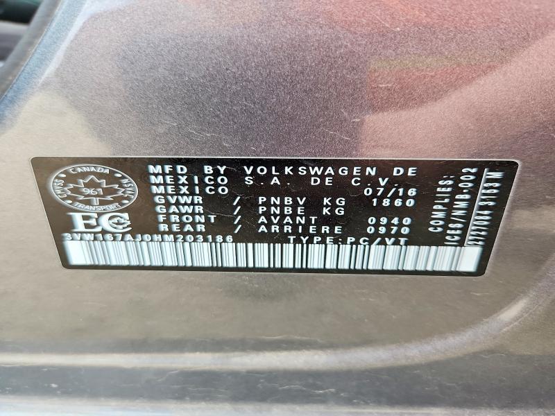 Продажа на аукционе авто 2017 Volkswagen Jetta, vin: 3VW167AJ0HM203186, номер лота: 53509146