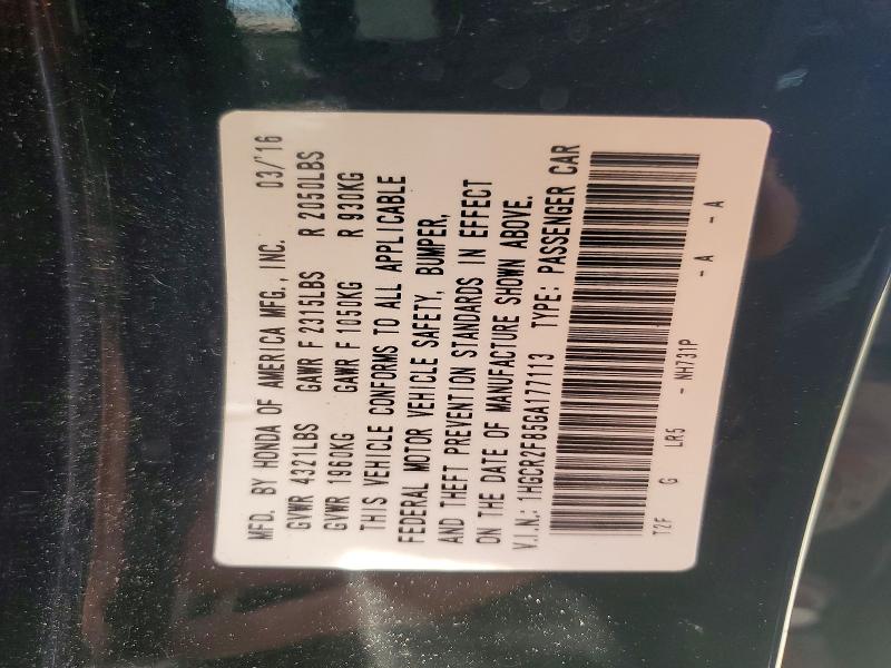 53877296 :رقم المزاد ، 1HGCR2F85GA177113 vin ، 2016 Honda Accord مزاد بيع