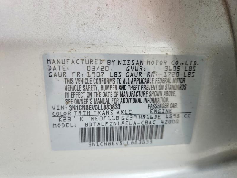 54605446 :رقم المزاد ، 3N1CN8EV5LL883833 vin ، 2020 Nissan Versa مزاد بيع