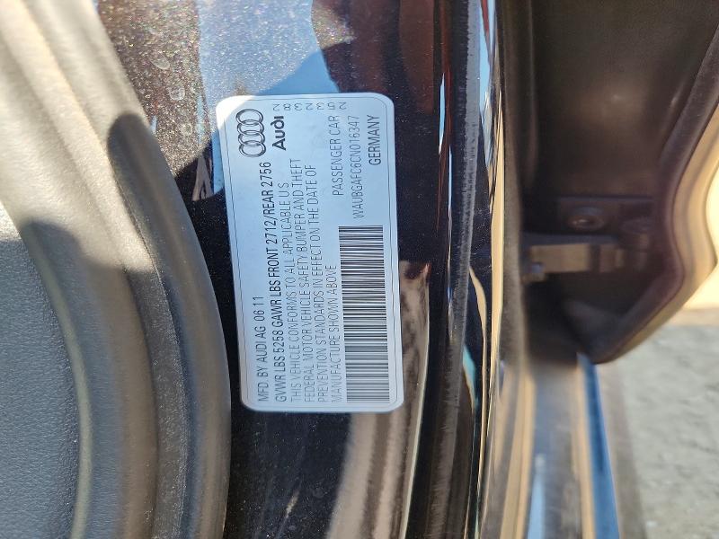 2012 Audi A6 მანქანა იყიდება აუქციონზე, vin: WAUBGAFC6CN016347, აუქციონის ნომერი: 53298336