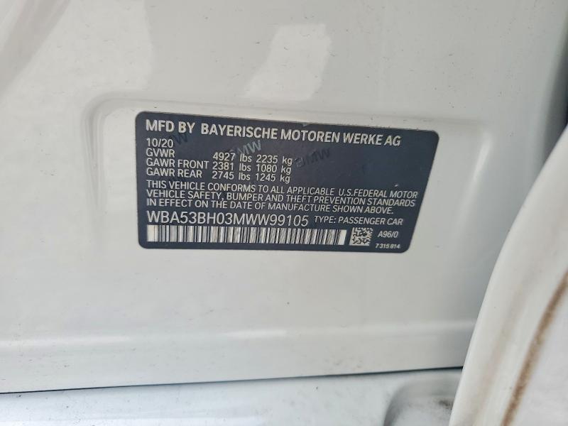 Продажа на аукционе авто 2021 Bmw 530, vin: WBA53BH03MWW99105, номер лота: 55012036