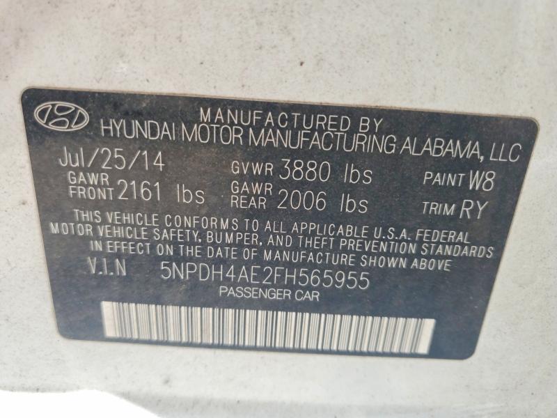 Продажа на аукционе авто 2015 Hyundai Elantra, vin: 5NPDH4AE2FH565955, номер лота: 53062136