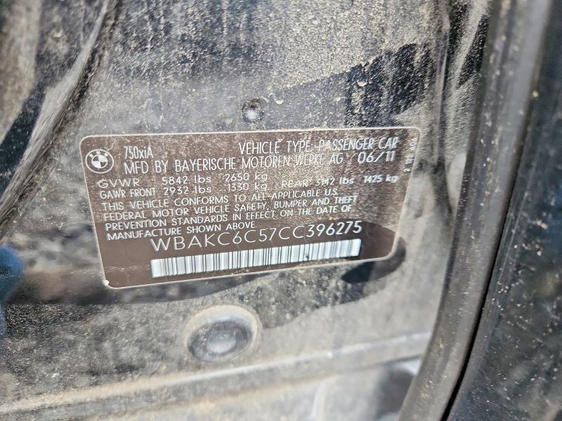 2012 Bmw 750 მანქანა იყიდება აუქციონზე, vin: WBAKC6C57CC396275, აუქციონის ნომერი: 54538946