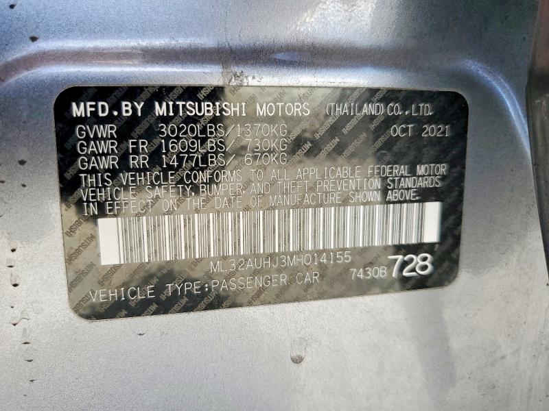 Продаж на аукціоні авто 2021 Mitsubishi Mirage, vin: ML32AUHJ3MH014155, номер лоту: 53549856