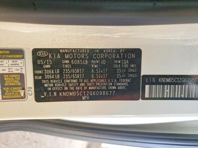 Aukcja sprzedaży 2016 Kia Sedona, vin: KNDMB5C12G6098677, numer aukcji: 54149476