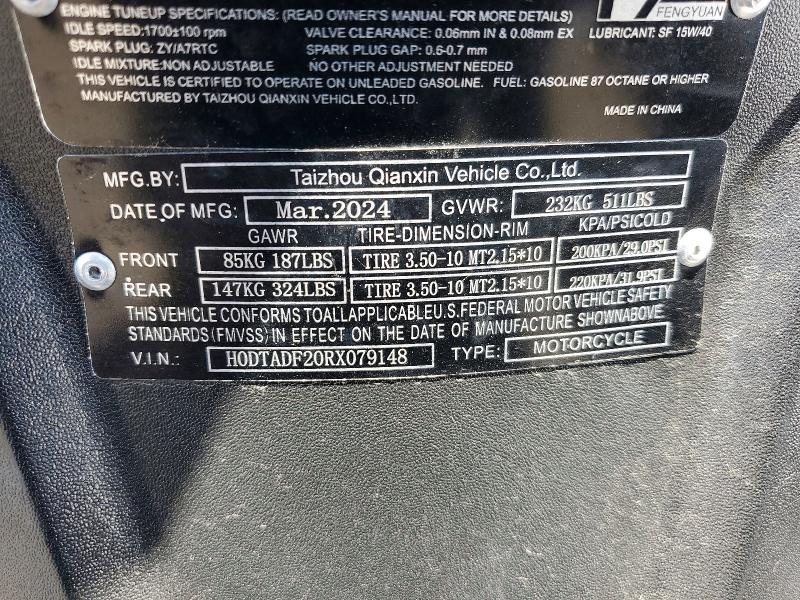 Продажа на аукционе авто 2024 Rappi Motorcycle, vin: H0DTADF20RX079148, номер лота: 50132066