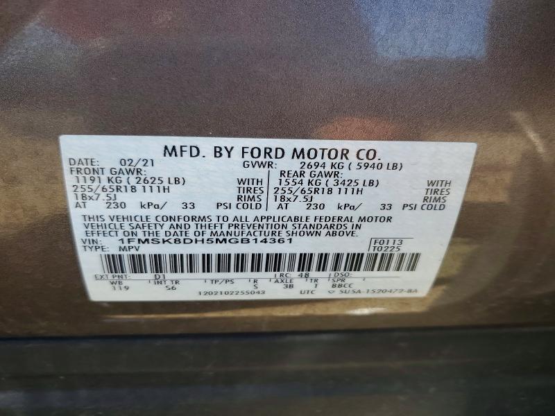 Продажа на аукционе авто 2021 Ford Explorer, vin: 1FMSK8DH5MGB14361, номер лота: 55396666