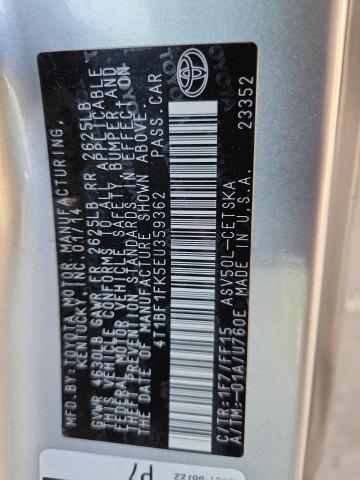 52084596 :رقم المزاد ، 4T1BF1FK5EU359362 vin ، 2014 Toyota Camry مزاد بيع