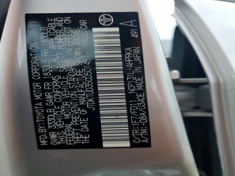 Aukcja sprzedaży 2012 Toyota Yaris, vin: JTDKTUD35CD501457, numer aukcji: 54555876