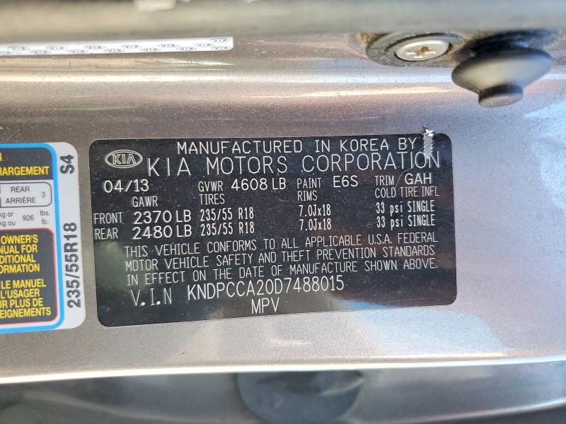 53925096 :رقم المزاد ، KNDPCCA20D7488015 vin ، 2013 Kia Sportage مزاد بيع